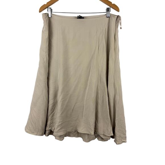 Eileen Fisher Beige Long Flowy Skirt MEDIUM Women's Silk Blend - Picture 1 of 10